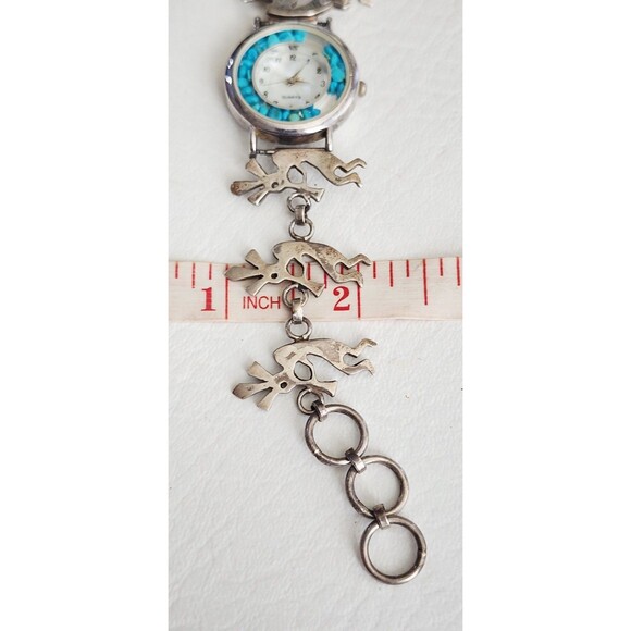 Kokopelli Link Native American Sterling Silver And Turquoise  display picture 2